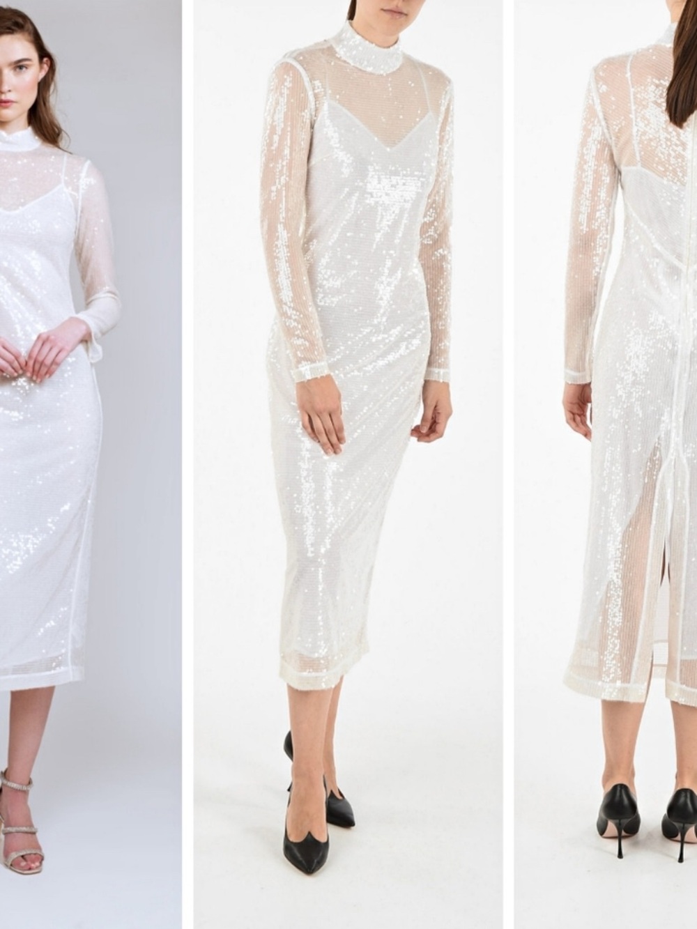 STAUD White Sequin Midi Dress - Picture 3 of 9